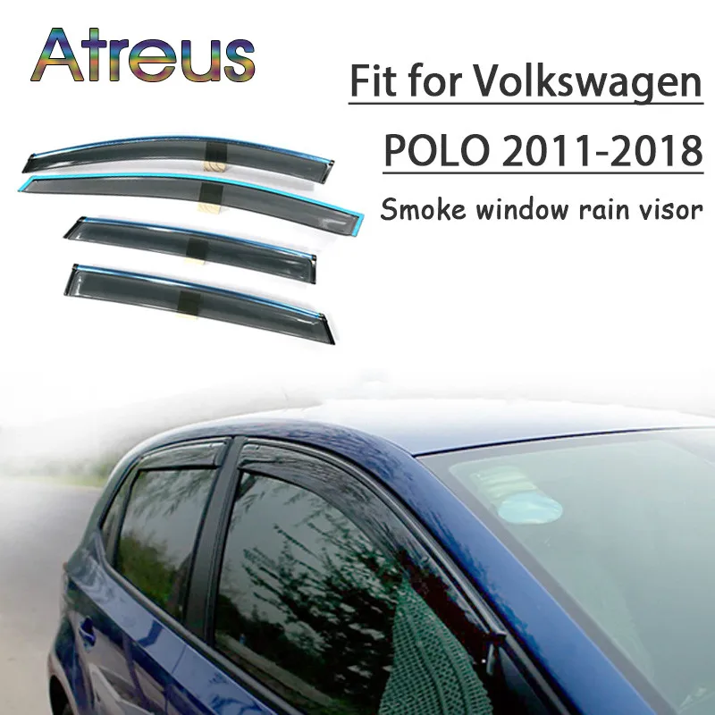 Atreus 1set Rain Smoke Window Visor Car Wind Deflector For VW Polo