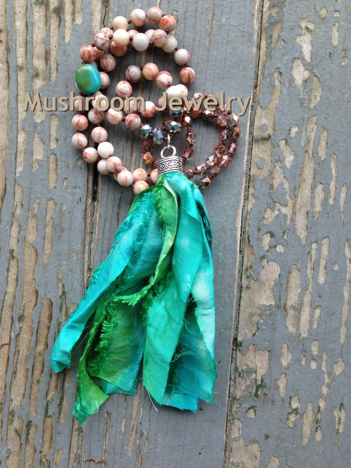 NS20181190 gemstones, sari silk, turquoise bead, czech beads, silver metallic bead, end cap (1)