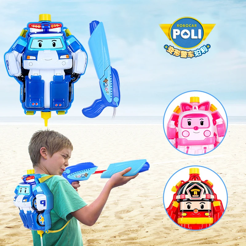 Популярный robocar poli большой водяной пистолет, детские игрушки, рюкзак, для активного отдыха, спортивные, для родителей и детей, интерактивные игры, игрушки для детей