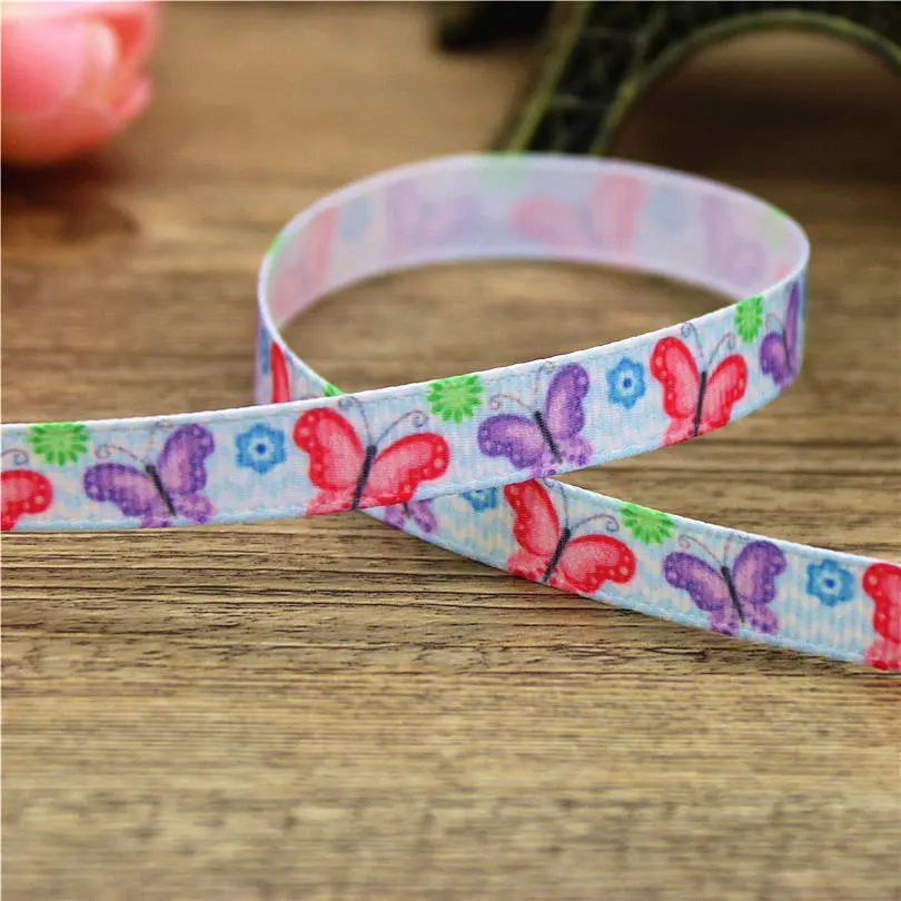 YJHSMY 10mm 5yard/lot Flowers ribbon Printed grosgrain , DIY handmade  accessories, wedding gift packaging materials sdxl002