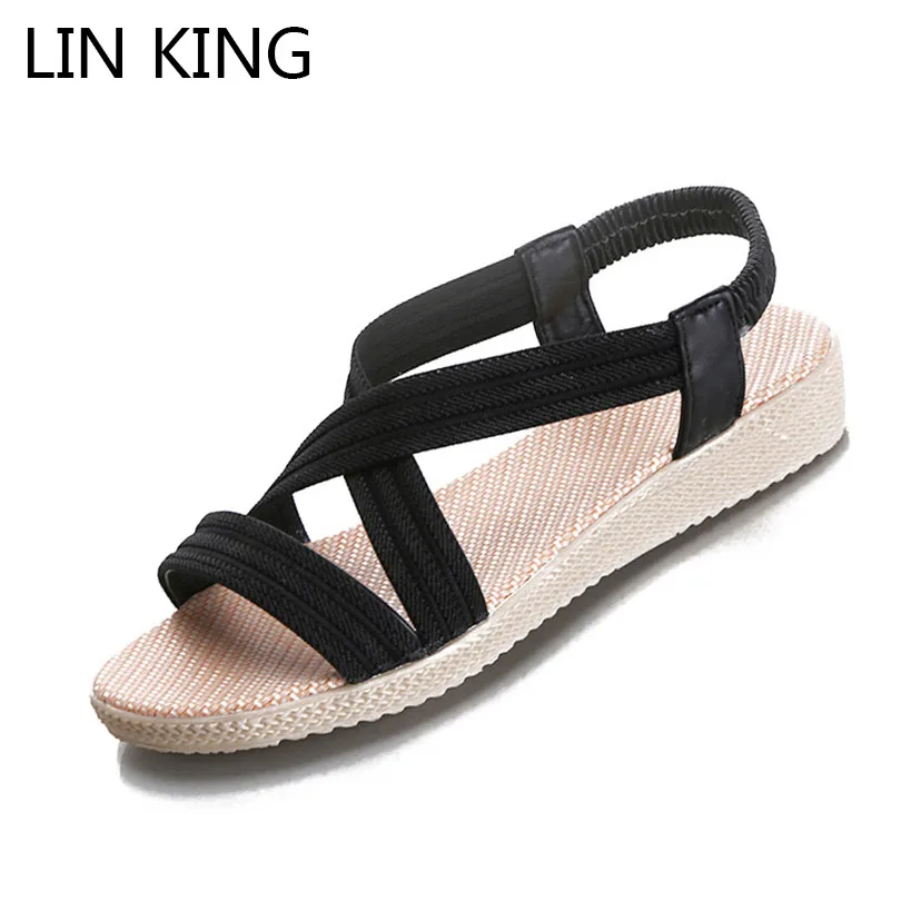 womens elastic flat sandals