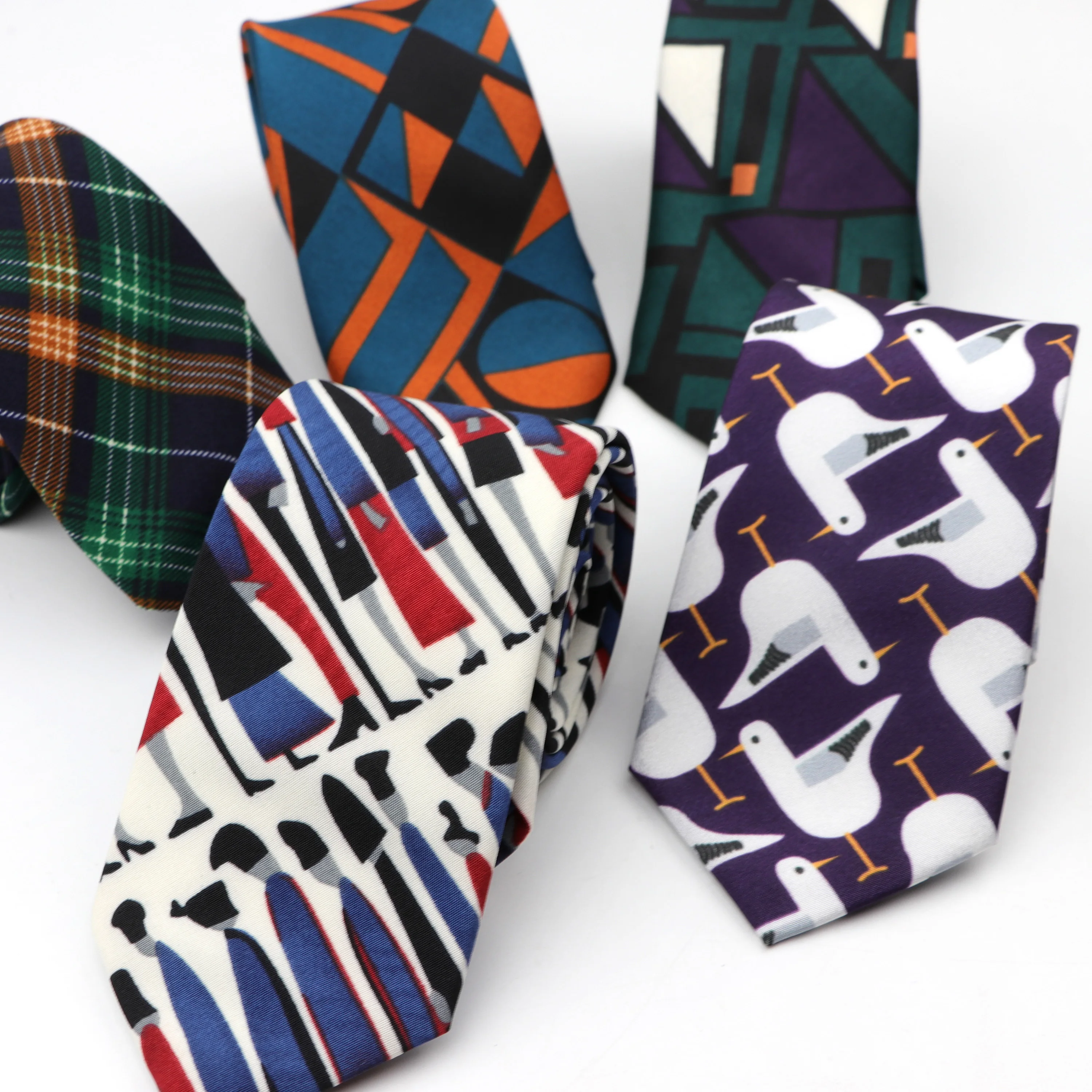 

Chiffon 7cm Width Neckties Festival Polyester Tie Soft Designer Character Necktie Music Note Ties Striped