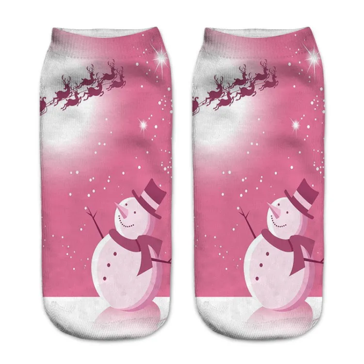 Женские рождественские носки с 3D принтом, рождественские носки унисекс с рисунком лося, снеговика, рождественские носки женские короткие рождественские носки до щиколотки, Calcetines Mujer-086 - Цвет: 15