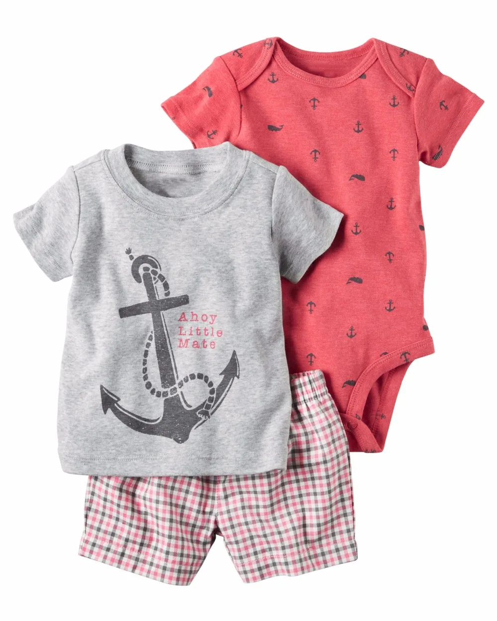 

Children baby boy clothing 2019 Summer 3 pieces bebe sets t-shirt +bodysuit+shorts Baby girl suit cts baby girls clothes