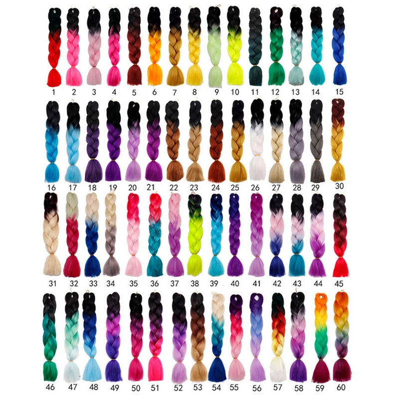 Fashion 24Inches Synthetic Kanekalon Ombre Jumbo Balck Braiding Hair Crochet Braids Hair Extension Big Braider
