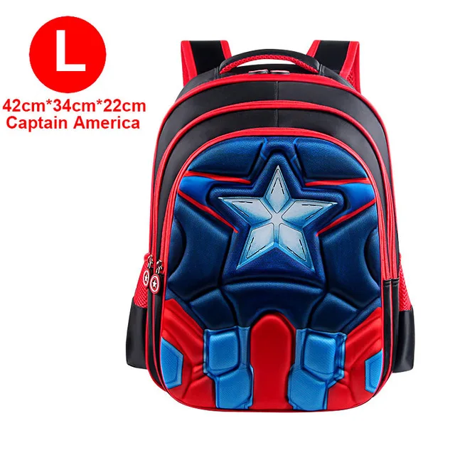 Новая детская школьная сумка для мальчиков и девочек с рисунком Капитана Америки, школьные сумки для детского сада, Детские ортопедические рюкзаки, От 4 до 13 лет - Цвет: Large size