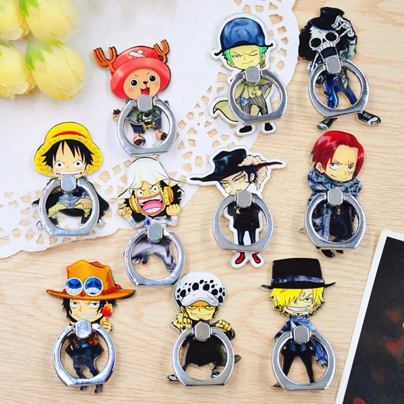Anime One Piece Luffy Straw Hat 360 Degree Metal Finger Ring Mobile Phone Smartphone Stand Holder for iphone ipad