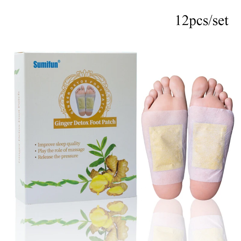 

12Pcs/box Tradition Chinese Detox Foot Patch Improve Sleep Patches Beauty Slimming Patch With Adhesive Ginger Pads