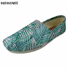 INSTANTARTS Летняя обувь без застежек на плоской подошве для Для женщин тропических растений печати холст Лоферы для девочек Дамская мода в рыбацком стиле