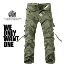 Большой размер Для мужчин комбинезоны Для мужчин s военные брюки-карго мульти-карманы мешковатые Хлопковые Штаны