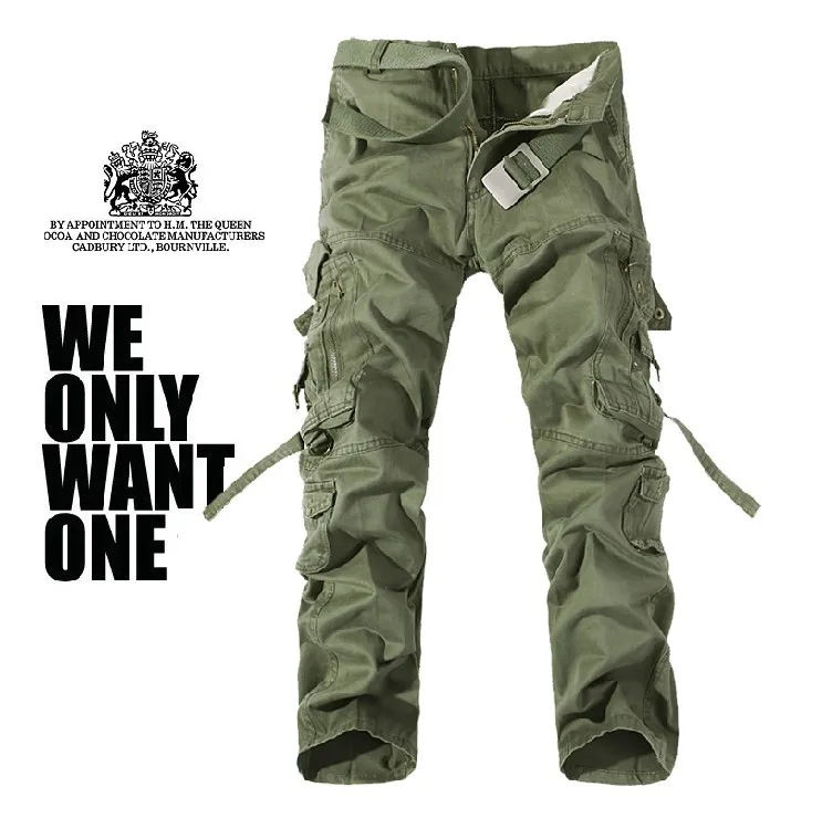 

2019 Large size Men's Overalls Mens Military Cargo Pants Multi-pockets Baggy Cotton Pants