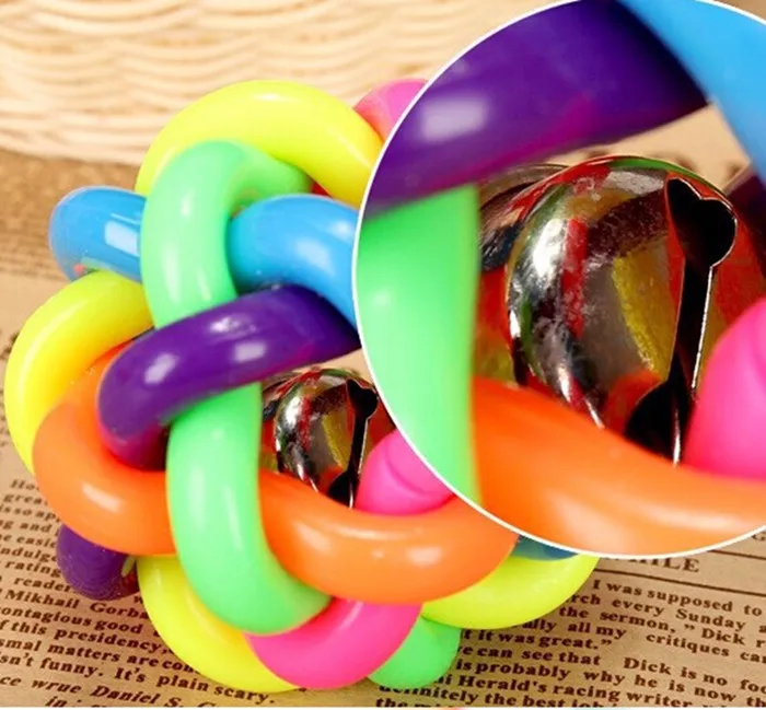 Игрушка для кошек и собак, красочный резиновый круглый шар с маленьким колокольчиком, эхолот, игрушки-Жвачки для зубов собаки, скидка 20