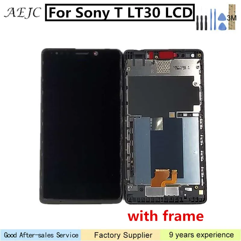 

For Sony Xperia T LT30 LT30i LT30P LCD Display with Touch Screen Digitizer with Frame Assembly with 3M Sticker 4.6 inch Screen