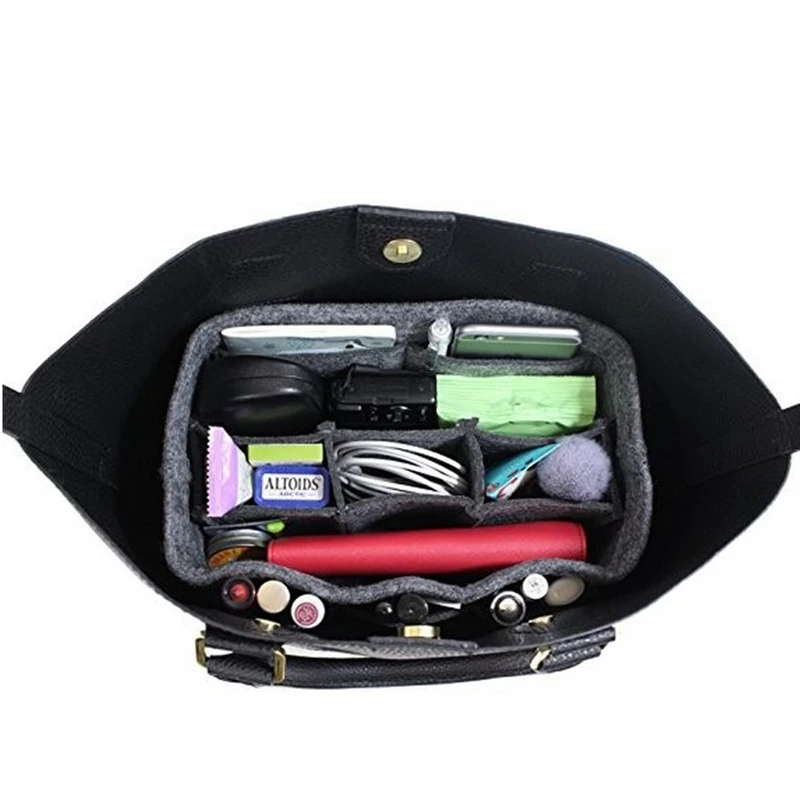 Cellecool organizer insert cosmetic organizer bag Multifunctional Makeup organizer bag for women Cosmetic Bag Felt Cloth bag