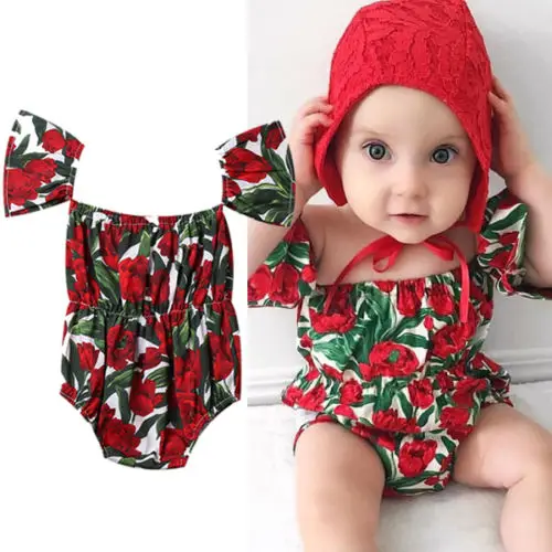 Newborn Baby Girls Flower Bodysuits Clothing Babies Girl Tulip Floral