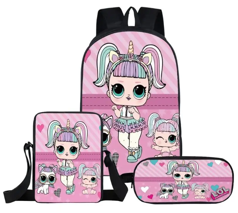 

Children LOL Dolls Baby School Backpack Lovely Pink School Bags for Girls Orthopedic Backpack Kid Student Schoolbag