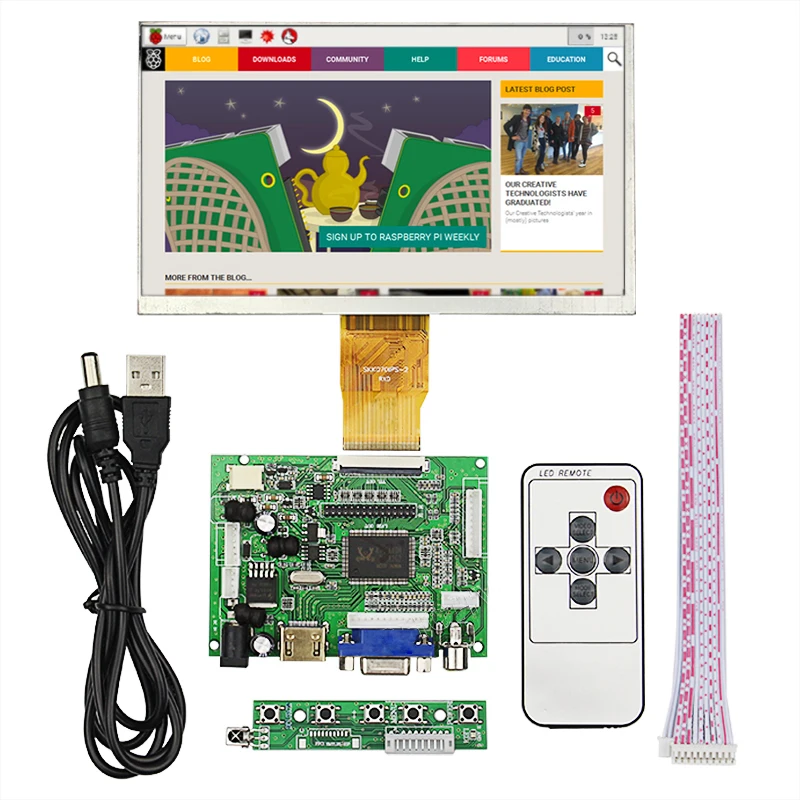 7 inch monitor 1204x600 HDMI VGA input board+panel+case