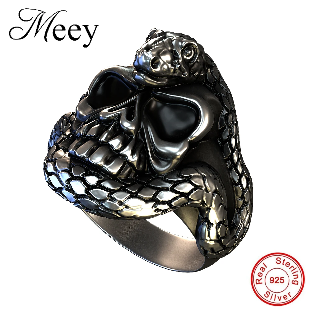 

Hnsp punk dominant Smokes the Head Skull Ring Finger Knuckle Gothic color for Men Silver Jewelry Rings Man Anel
