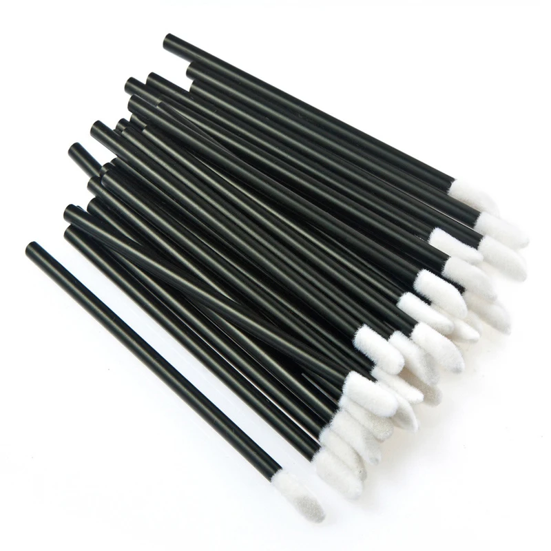 

YOKPN 100PCS Disposable Black Short Stick Lip Brush Transparent Short Legs Lip Glossy Brush Beauty Makeup Tool Lip Brush