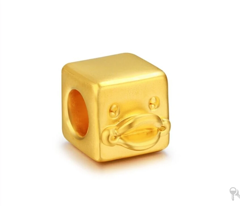 

Hot sale fashion Pure 24K Yellow Gold Pendant / 3D Craved Bless Square Duck Pendant 0.8g