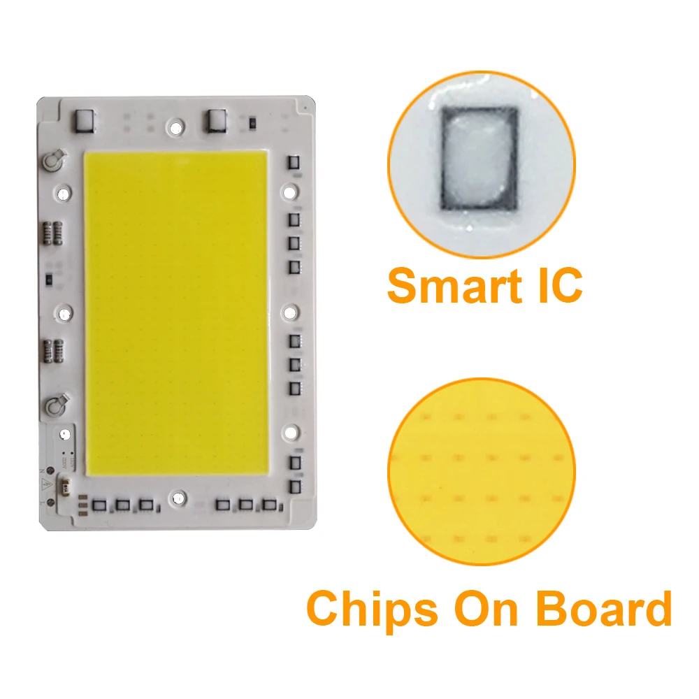 Светодиодный светильник 220 В COB Чип Защита от перенапряжения смарт IC без драйвера 50 Вт 100 Вт светильник с бусинами для diy Точечный светильник