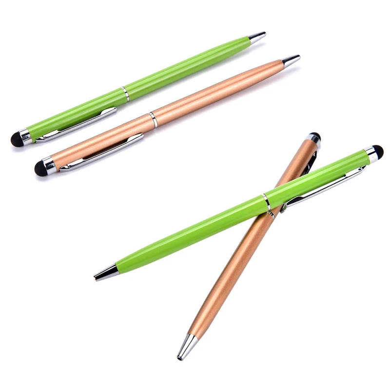 New High Quality 2 in 1 Mini Metal Capacitive Touch Pen Stylus Screen For Phone Tablet Laptop Built-in Ballpoint Pen