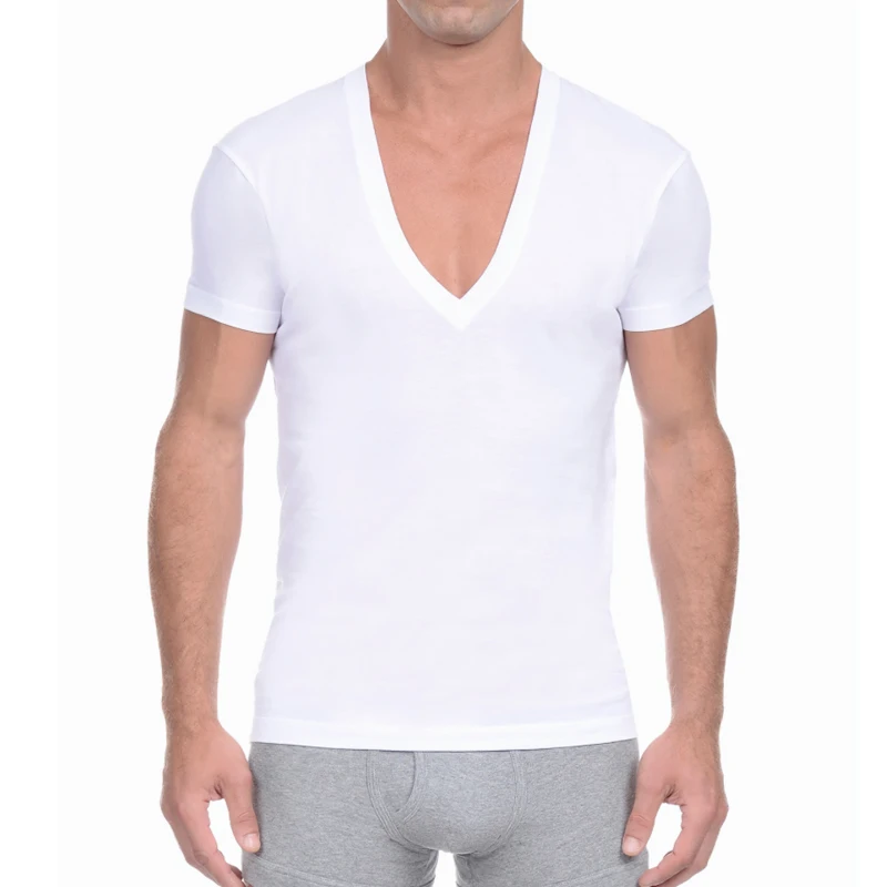 New Men's V-neck T-shirt Short Sleeve Cotton under shirt casual summer White New Men's V-neck T-shirt Short Sleeve Cotton under shirt casual summer White