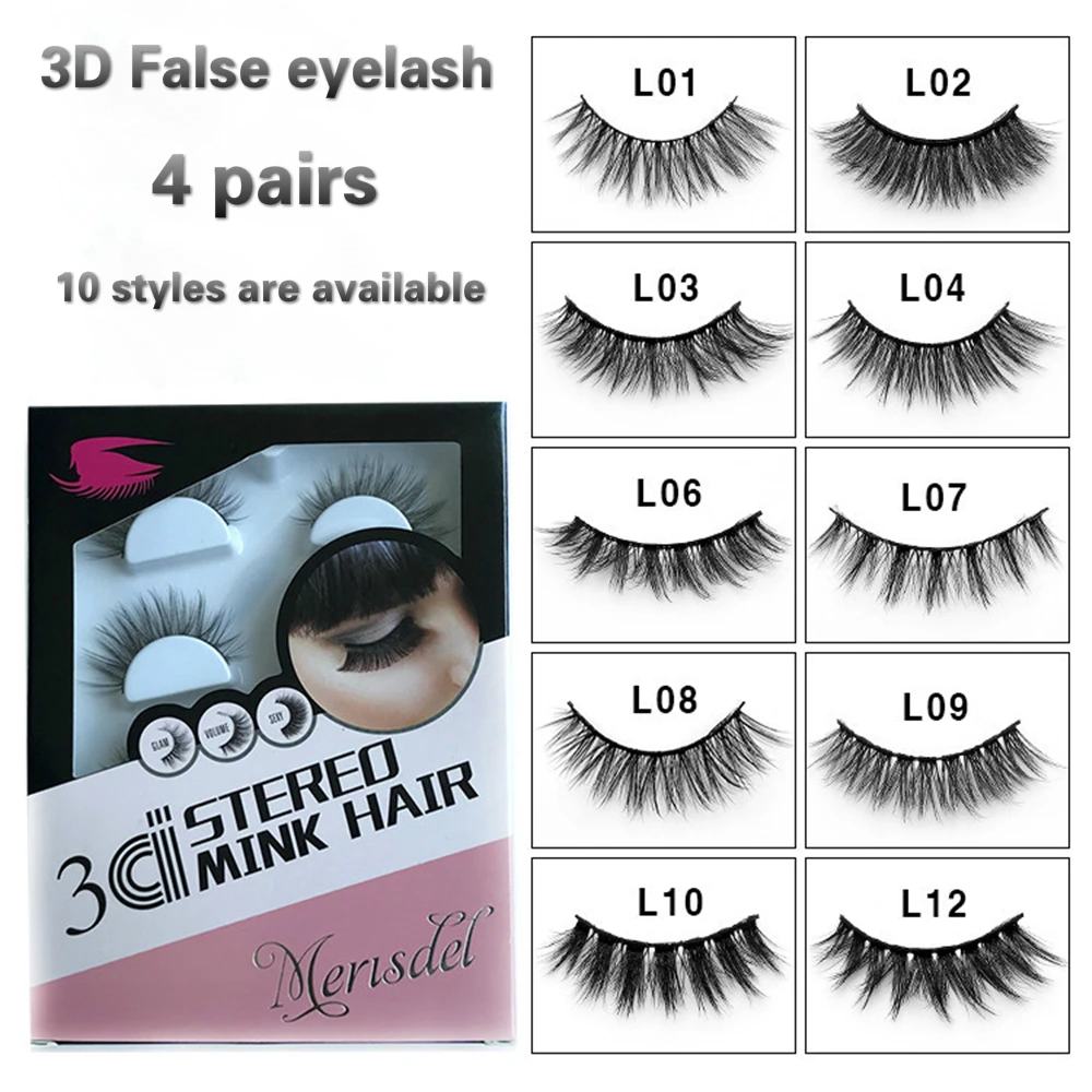 

European and American false eyelash 3D false eyelash 4 pairs of manual false eyelash eyelash 10 of styles