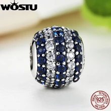 925 Plata Esterlina Náuticos Pavimenta Luces Azul Crystal Charm Fit Pandora Original Pulsera Neckalce Auténtico Estilo de Regalo de La Joyería