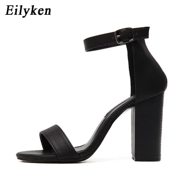 

Eilyken 2020 Women Sandals Plus size 35-40 Ankle Strap Summer Sandals Thick high heels Gladiator Sandals Women Pumps 9CM
