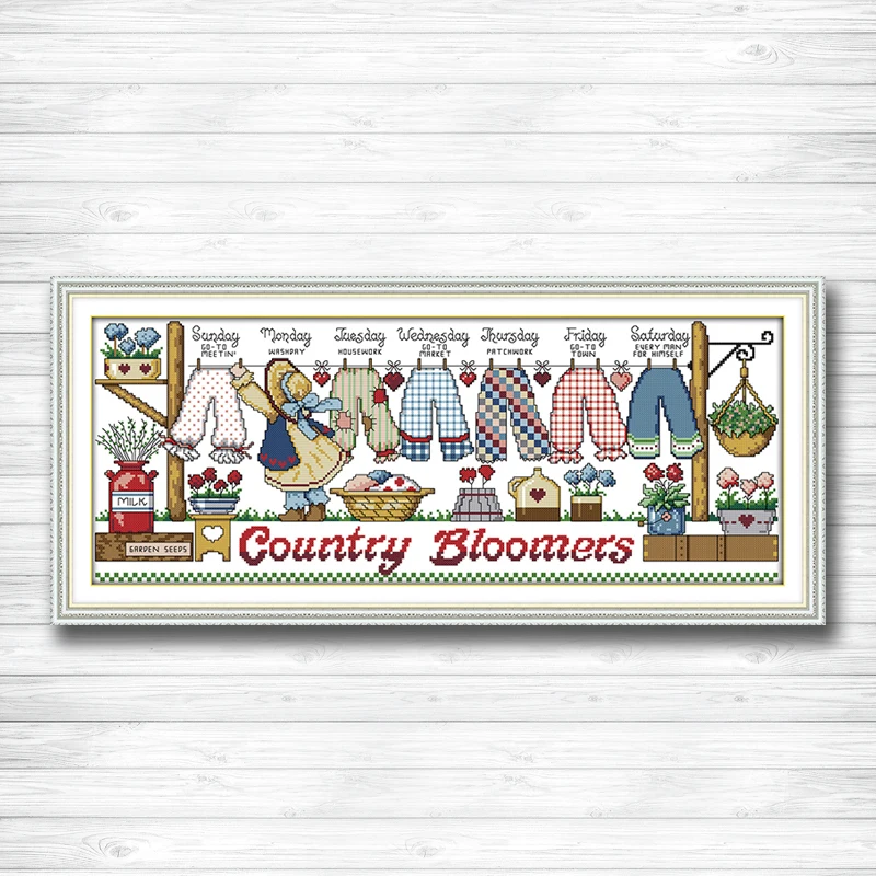 

Cartoon series Drying the clothes painting 14CT 11CT counted cross stitch Needlework Set Embroidery kits chinese cross stitch
