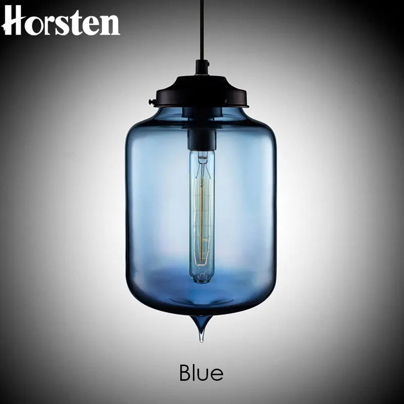

Vintage Loft Industrial Colorful Glass Pendant Lights 6 Color Lampshade Hanging Ceiling Lamps For Restaurant Cafe Bar 110-240V