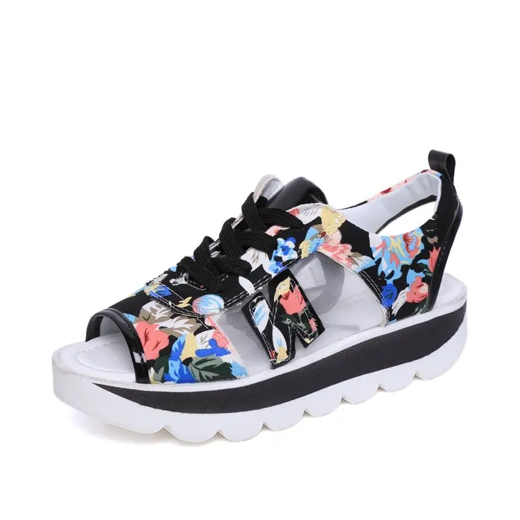 

Mesh Sandals 2019 Summer Women Platform Sandals Open Toe Wedge Thick Bottom Casual Shoes Woman Lace Up Breathable Sandals