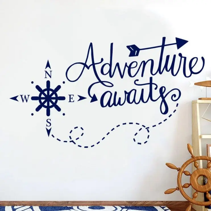 Adventure Awaits Wall Decals Nautical Comp Nursery Boys Decor Adventure Awaits Wall Decals Nautical Comp Nursery Boys Decor Art Home Decorations Bathroom Kdis Room Sticker Ay1719 In Stickers From