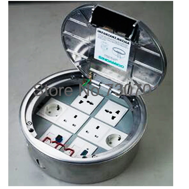 Access Floor Power Outlet Round Concrete Floor Box Aluminum