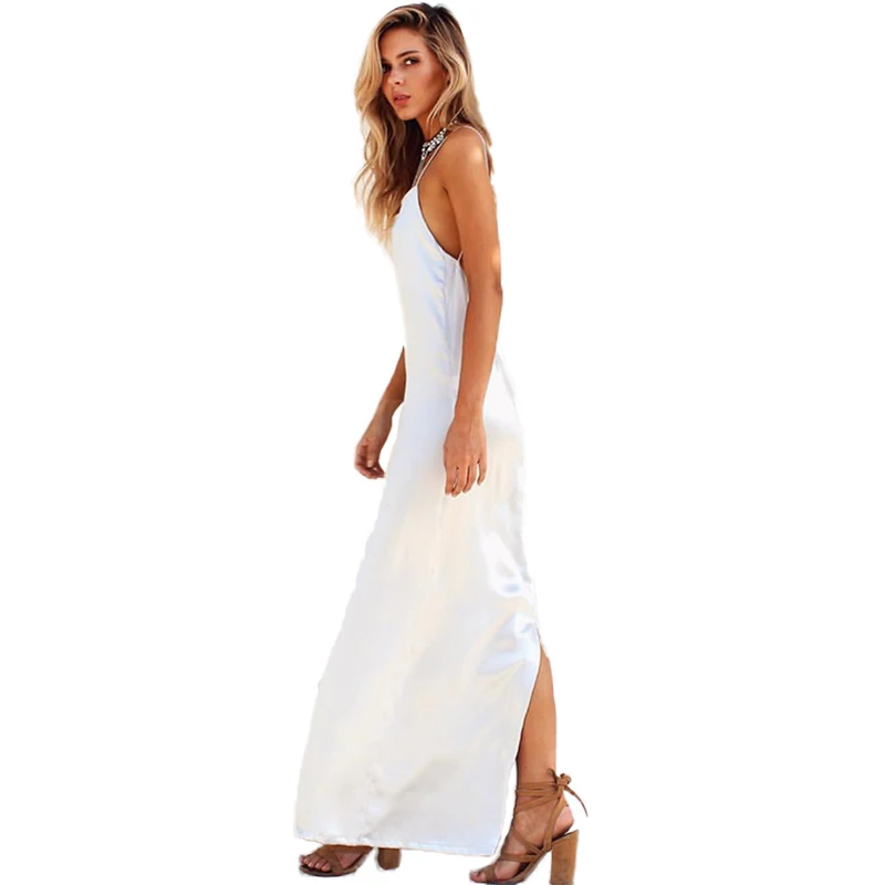 

spaghetti strap sexy deep backless dress loose strapless sleeveless ankle-length club party women dresses 2018 summer hot 6318
