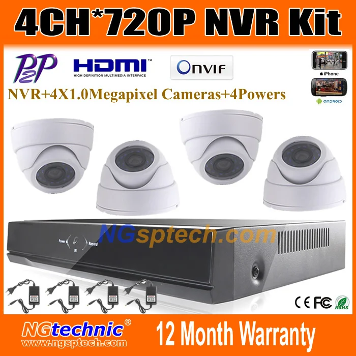 

Best price 4-Channel Home DIY CCTV Network Onvif Video Recorder Security System NVR Kit & 4CH 720P Dome Indoor IR IP Camera Kit