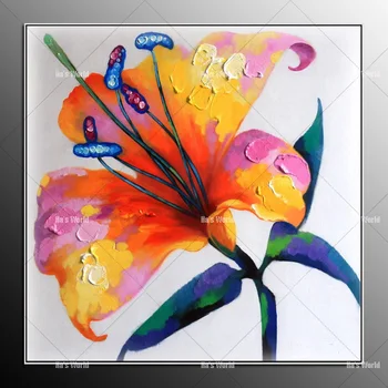 

Pure Handmade Abstract Blossom Flower Palette Knife Oil Painting Hand-painted Wall Art Pink Flower Hang Canvas Pictures Unframed