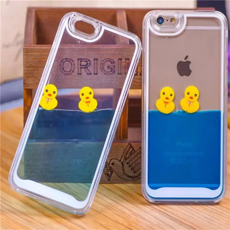 Swimming Floating Ducks Liquid Novelty Phone Case Cover Fits For iPhone