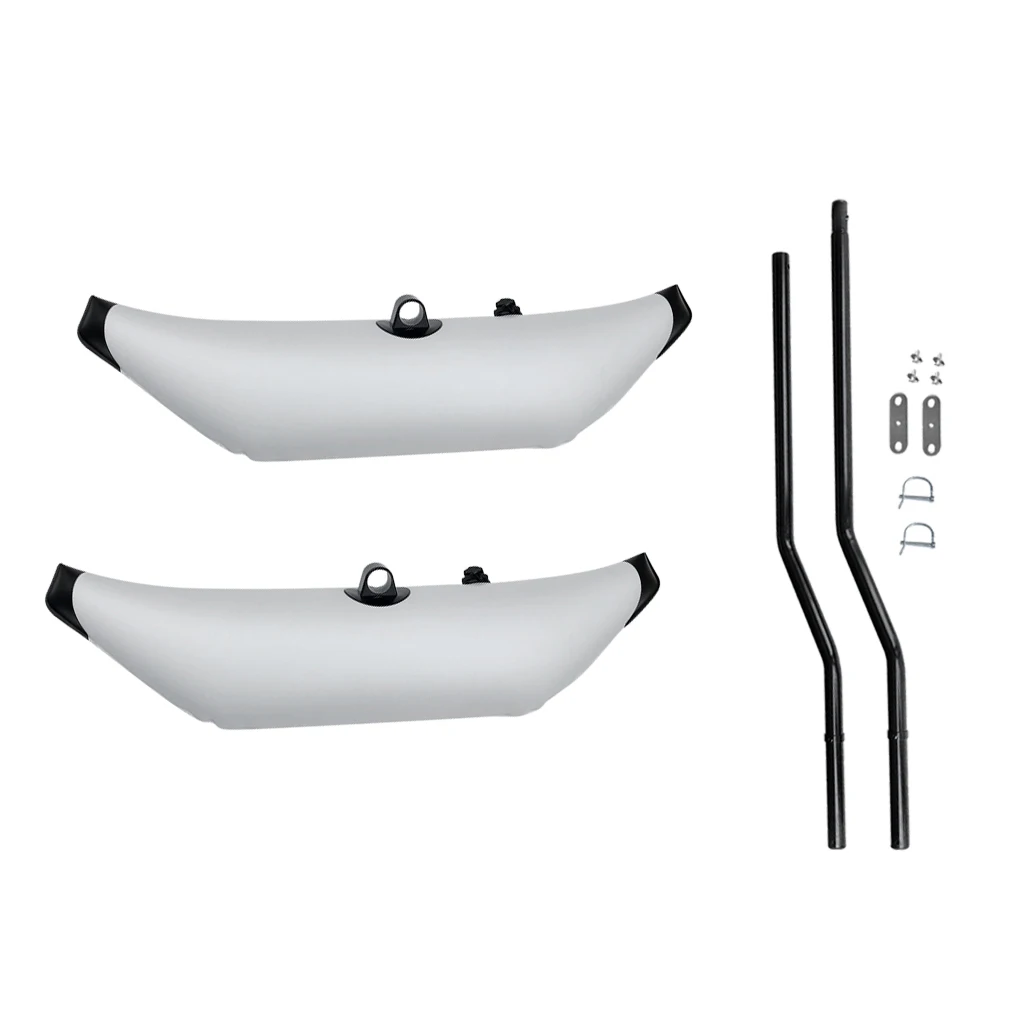 

2x White PVC Inflatable Stabilizer & 2 Pole Mount for Kayak Paddling Fishing
