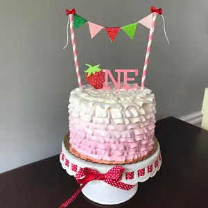 

personalized Strawberry girl birthday cake buntings cupcake toppers banners baby shower party decoration doughnut food picks