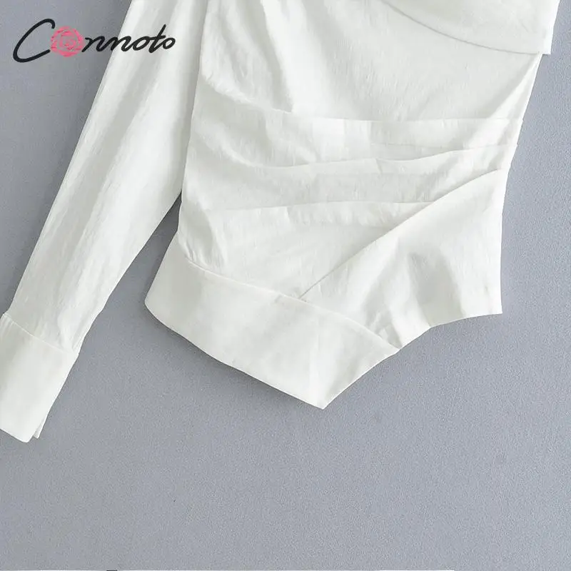 Conmoto Сексуальная женская асимметричная рубашка на одно плечо, летние нарядные топы и блузки, повседневные белые топы и блузки