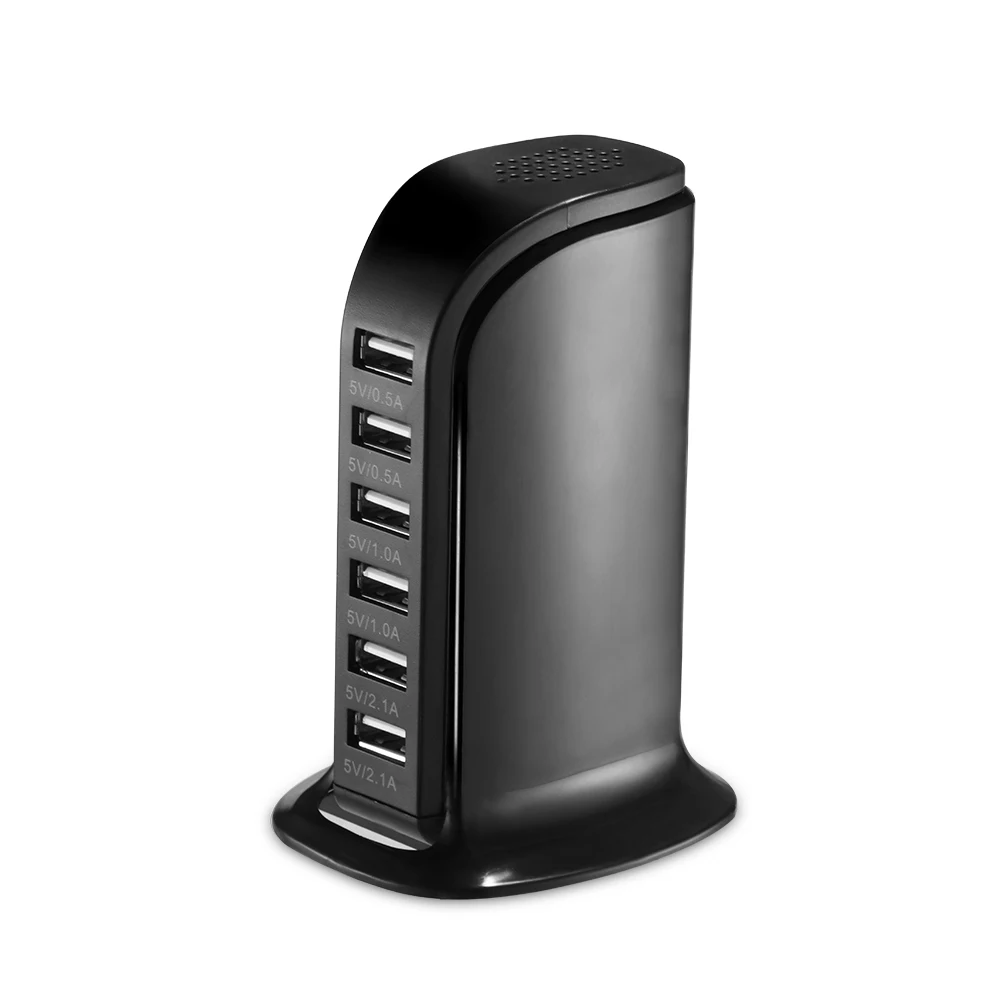 Powstro Black 2 0 USB Tower Stand зарядная станция с 6 портами 30 Вт Быстрое зарядное устройство
