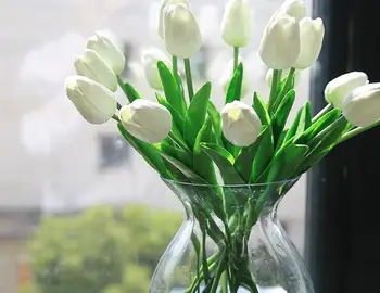 

10 bundles Artificial Tulip Flowers WeddiDecor Simulation Bride Bouquet pu Calla Real Touch Flores Parafor Home Garden decor