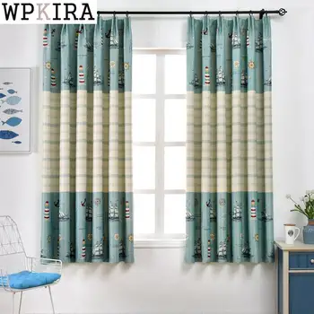 

Blue Sea Short Curtains For Children Room Half Shade Curtains High Quality Curtains For Living Room the Bedroom Kids PC005&30