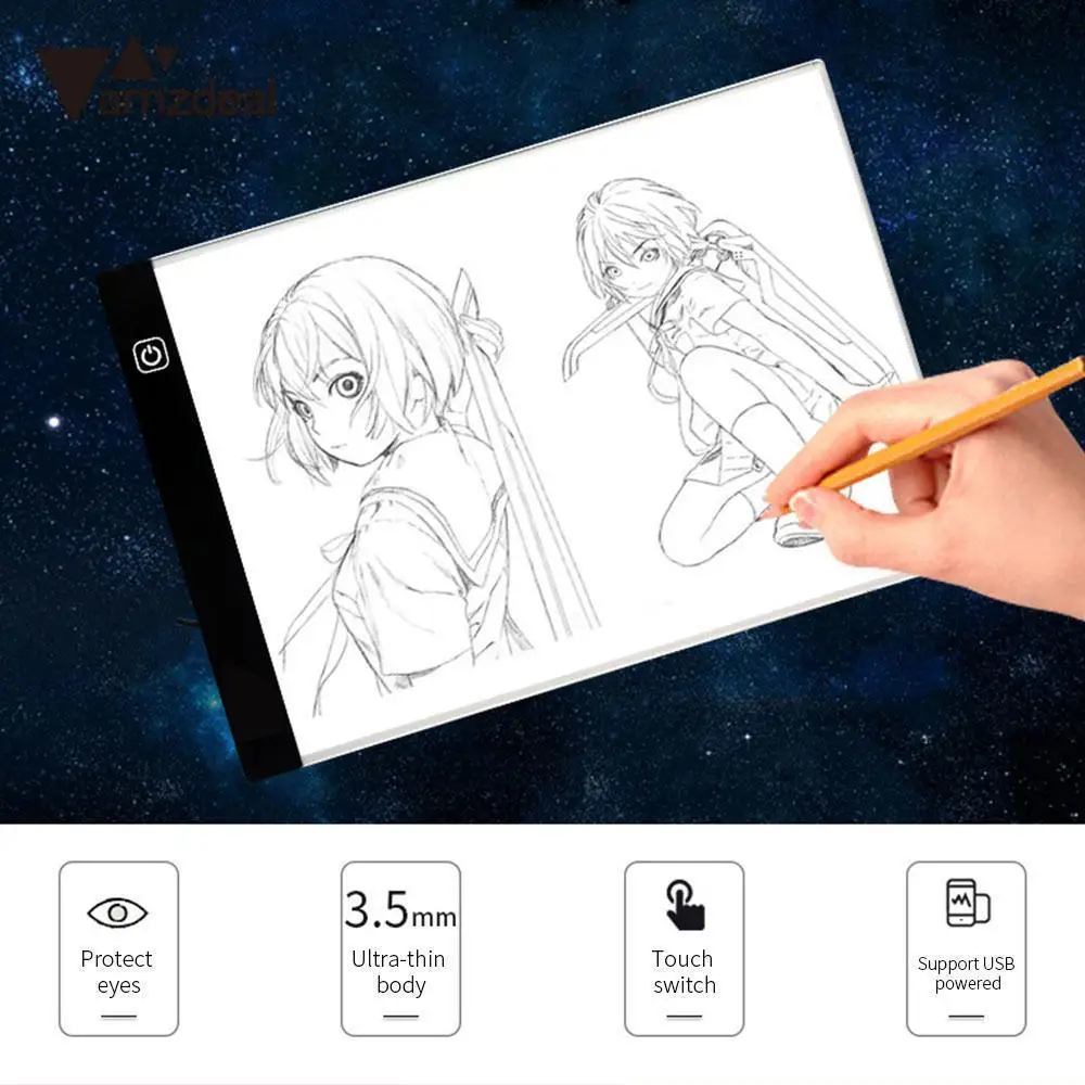 

Portable LED Drawing Board Touch Dimmable Tracing Table Light Pad Box with Clip for 2D Animation Sketching Gadgets