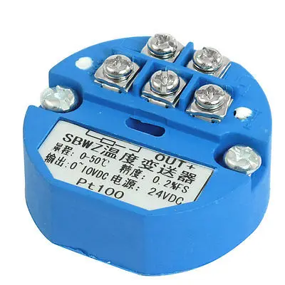 

PT100 Temperature Sensor Transmitter 0-50C Output 0-10V DC Power 24VDC