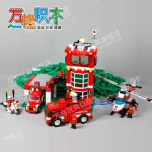 Model building kits compatible with lego city fire brigade 3D blocks Educational model building toys hobbies