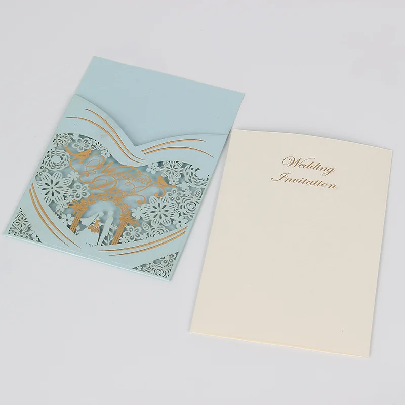  50pcs Personality Creative Laser Cutout Wedding Party Invitation Engagement Valentine's Day Marriag - 32955035081