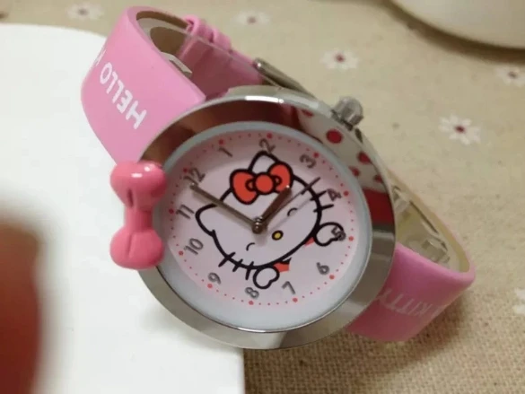 Детские часы для девочек милые мультяшная кошечка начальной и средней школы девушка водостойкие кварцевые электронные часы